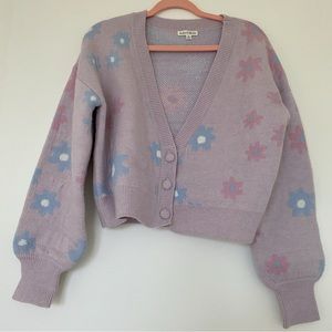 For Love and Lemons Willow purple flower cardigan — size small